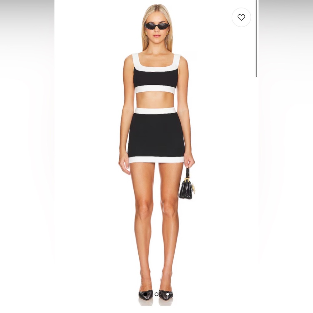 Black and White Contrast Mini Skirt - Women's Skirt